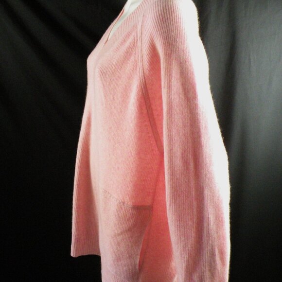 Isaac Mizrahi Live 100% Cashmere Patch Pockets V-neck Pink Sweater Oversize XL - Picture 4 of 9